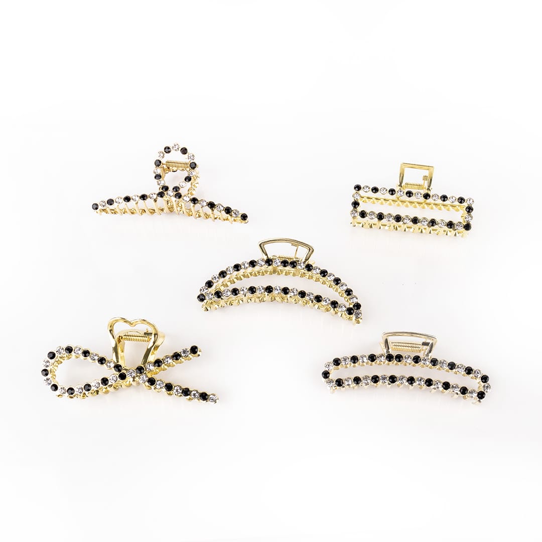 GANCHO CON STRASS BLANCO Y NEGRO