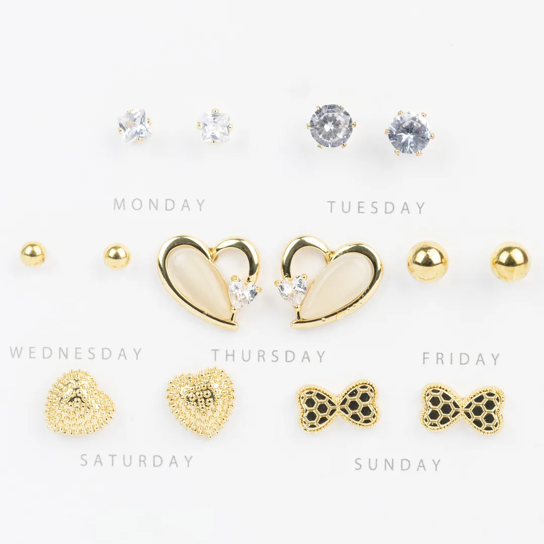 KIT DE AROS DIAS DE LA SEMANA BAÑADO EN ORO