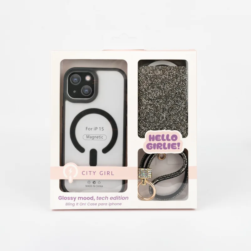 KIT FUNDA + LLAVERO IPHONE 15 PRO